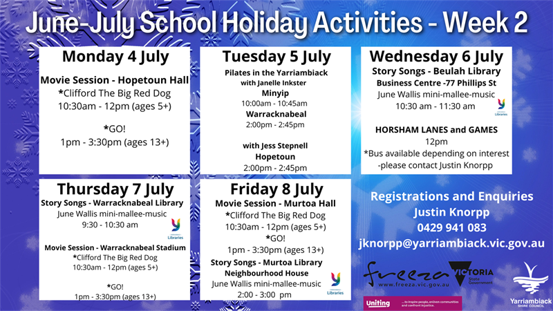 June/July School Holiday Activities - Yarriambiack Shire Council