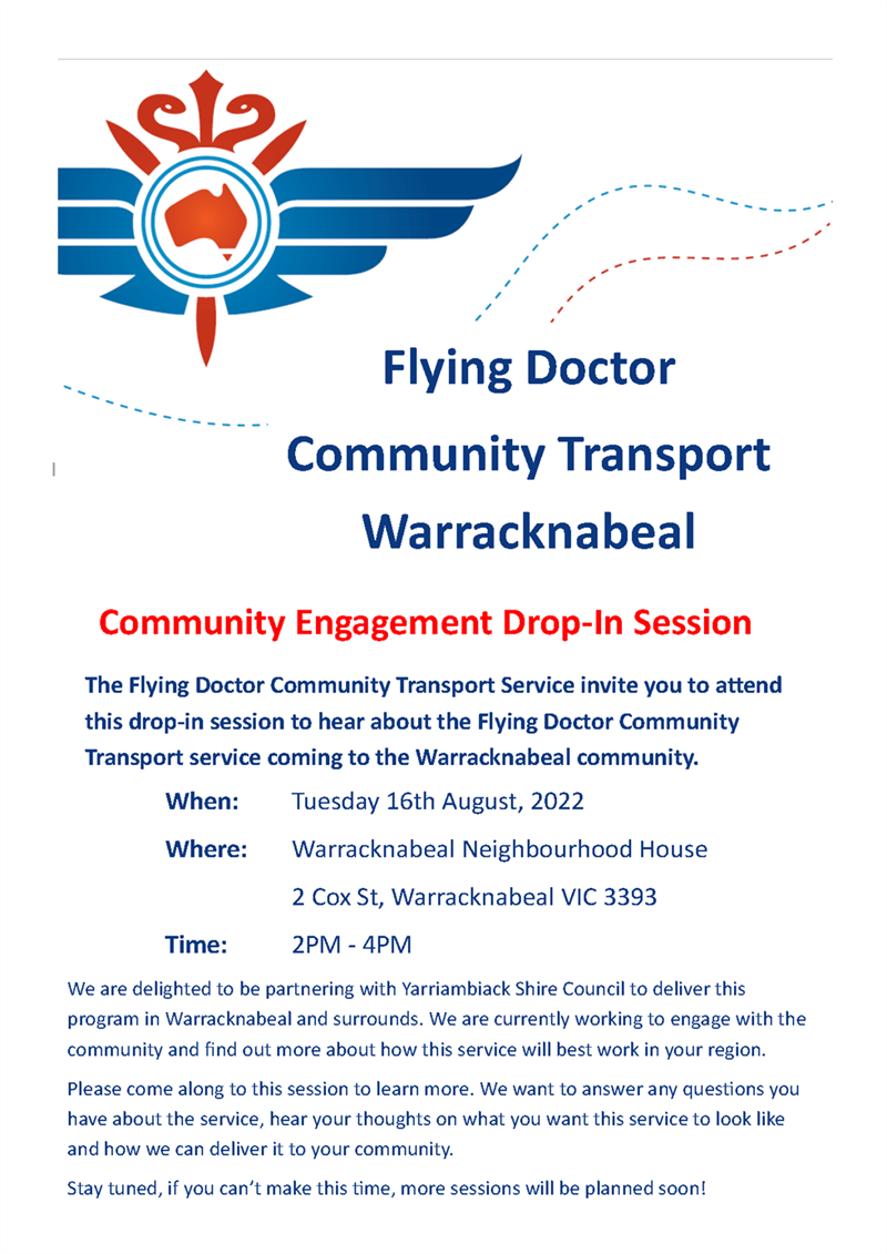RFDS Community Transport - Warracknabeal drop in session flyer.png